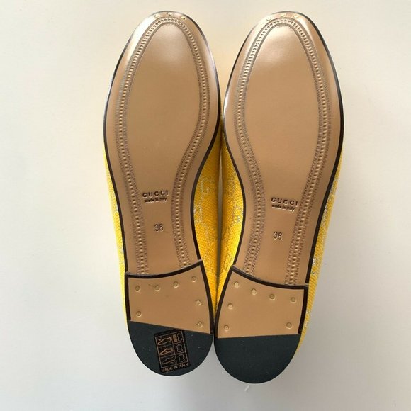 NIB! Gucci Jordaan Yellow Metallic GG Loafers - Picture 7 of 9